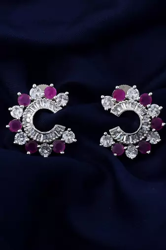 Rani green color american diamond earrings