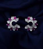 Rani green color american diamond earrings