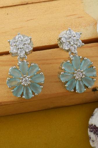 Rama green color american diamond earrings