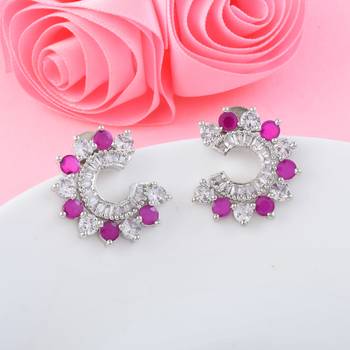 Rani green color american diamond earrings 2