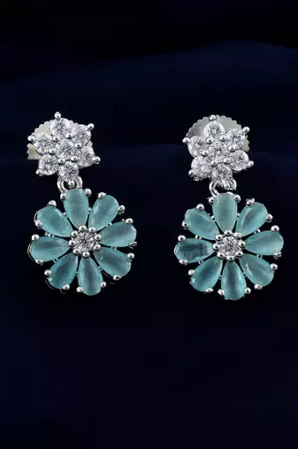 Rama Green color american diamond earrings