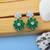 Green color american diamond earrings