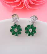 Green color american diamond earrings