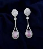 Pink color american diamond earrings