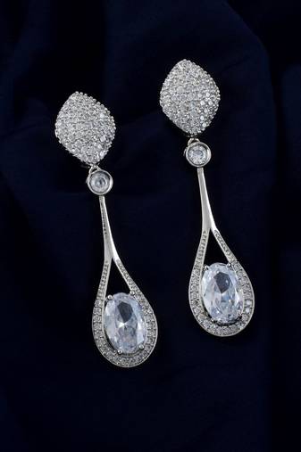 Silver color american diamond earrings