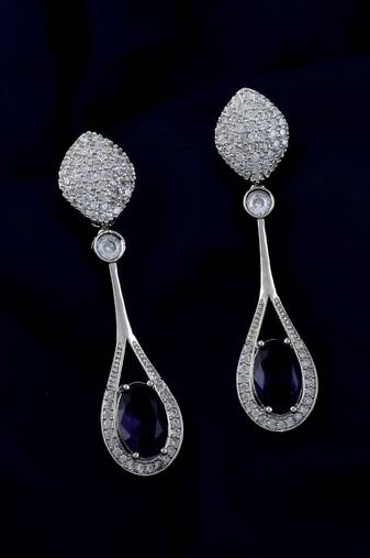 Purple color american diamond earrings