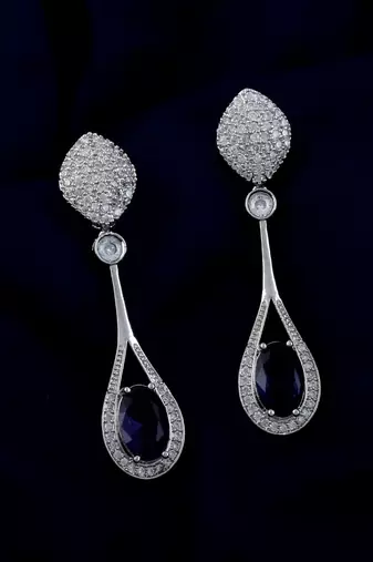 Purple color american diamond earrings