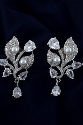 Silver color american diamond earrings