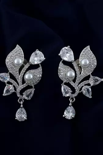 Silver color american diamond earrings
