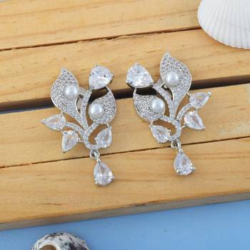 Silver color american diamond earrings 1