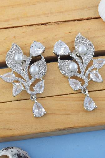 Silver color american diamond earrings