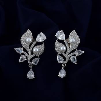 Silver color american diamond earrings 2