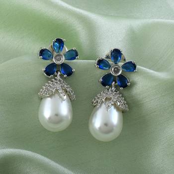 Blue color american diamond earrings 1