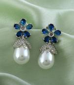 Blue color american diamond earrings