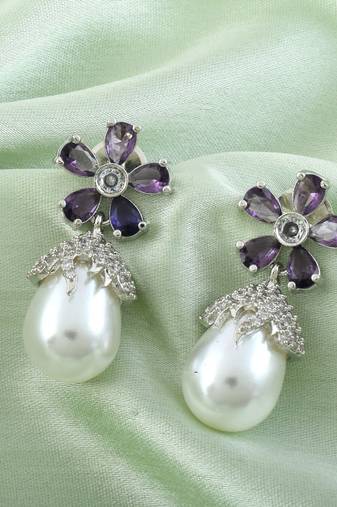 Light purple color american diamond earrings