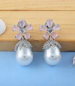 Pink color american diamond earrings