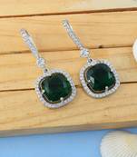 Green color american diamond earrings