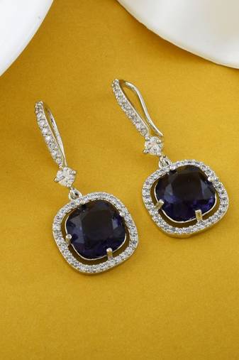 Purple color american diamond earrings