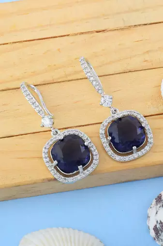 Purple color american diamond earrings