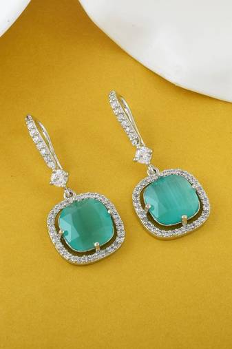 Rama green color american diamond earrings