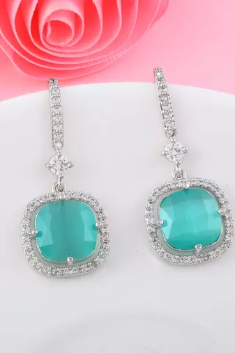 Rama Green color american diamond earrings