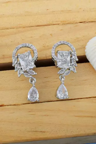 Silver color american diamond earrings