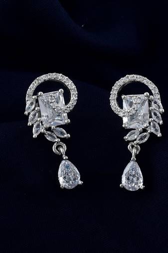 Silver color american diamond earrings
