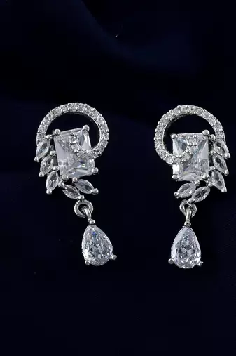 Silver color american diamond earrings