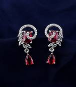 Ruby color american diamond earrings