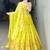 Yellow embroidery thread and sequence Work Chinon Slub Lehenga With Un-Stitched Blouse