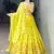 Yellow embroidery thread and sequence Work Chinon Slub Lehenga With Un-Stitched Blouse