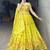 Yellow embroidery thread and sequence Work Chinon Slub Lehenga With Un-Stitched Blouse