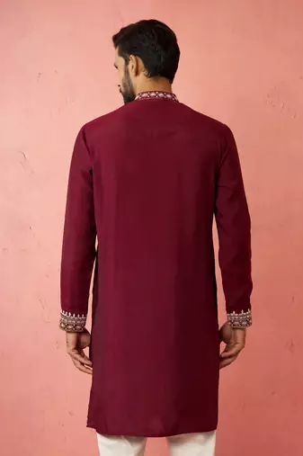 wine modal chanderi kurta - wedding embroidered ethnic wear
