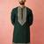 bottle green modal chanderi kurta - wedding embroidered ethnic wear