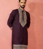 purple modal chanderi kurta - wedding embroidered ethnic wear