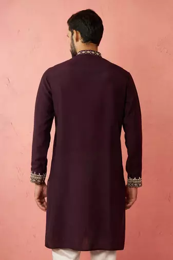 purple modal chanderi kurta - wedding embroidered ethnic wear