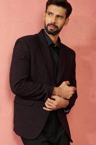 wine bafta embossed blazer - wedding party formal ethnic wear