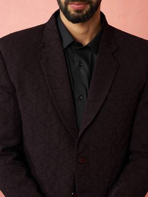 wine bafta embossed blazer - wedding party formal ethnic wear 2