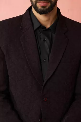 wine bafta embossed blazer - wedding party formal ethnic wear