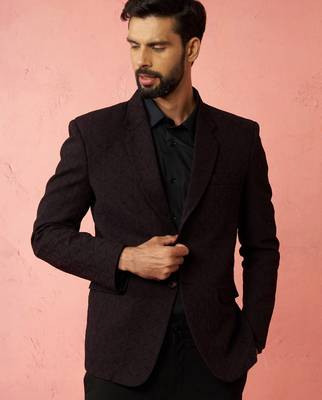 wine bafta embossed blazer - wedding party formal ethnic wear 3
