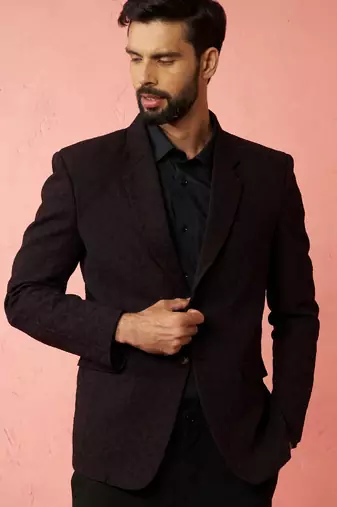 wine bafta embossed blazer - wedding party formal ethnic wear