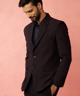 wine bafta embossed blazer - wedding party formal ethnic wear 4