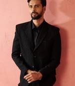 black bafta embossed blazer - wedding party formal ethnic wear