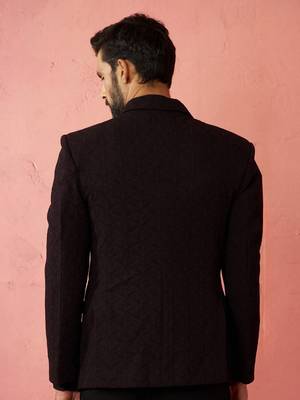 wine bafta embossed blazer - wedding party formal ethnic wear 5