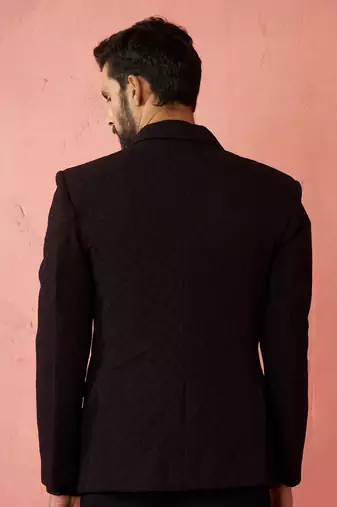 wine bafta embossed blazer - wedding party formal ethnic wear