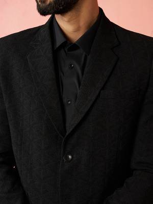 black bafta embossed blazer - wedding party formal ethnic wear 2