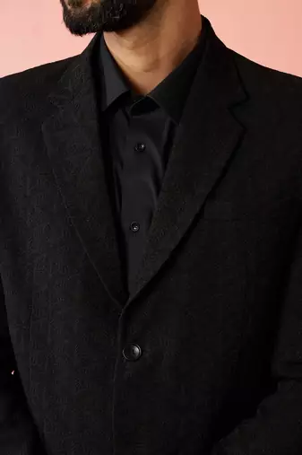 black bafta embossed blazer - wedding party formal ethnic wear