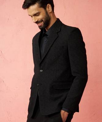 black bafta embossed blazer - wedding party formal ethnic wear 4