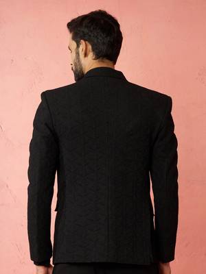 black bafta embossed blazer - wedding party formal ethnic wear 5