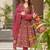 Burgundy digital printed maslin anarkali palazzo style